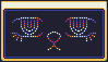 A window box style stamp with a dim colorful cat face pattern.
