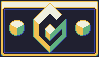 A window box style stamp with two dots on the left and right and a Gamecube logo floating in the center.